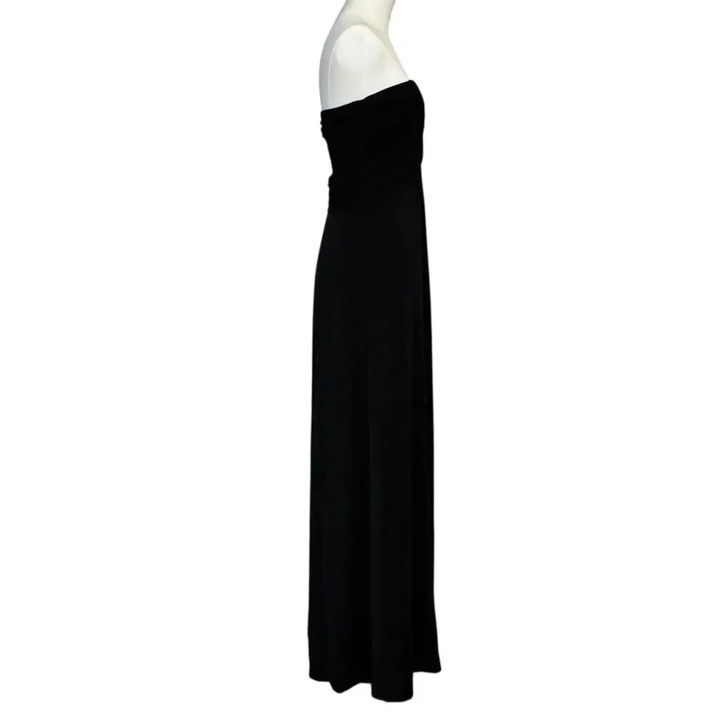 Laundry by Shelli Segal Black Strapless Maxi Dress Back Cutout Formal Gown Wms 2 - Picture 3 of 6